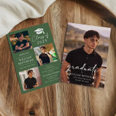 Modern Script 4 Photo Collage Afstudeerfeest Kaart