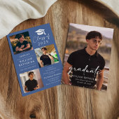 Modern Script 4 Photo Collage Afstudeerfeest Kaart