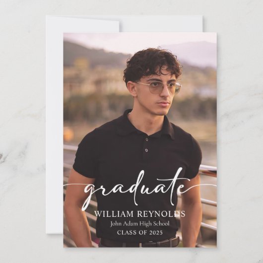 Modern Script 4 Photo Collage Afstudeerfeest Kaart (Achterkant)