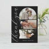 Modern Script 4-Photo Collage Arch Wedding Bedankkaart (Staand voorkant)
