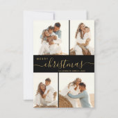 Modern script 4 Photo Collage-kerstkaart Kaart (Voorkant)