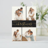 Modern script 4 Photo Collage-kerstkaart Kaart (Staand voorkant)