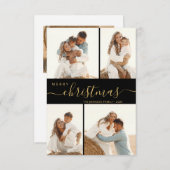 Modern script 4 Photo Collage-kerstkaart Kaart (Voorkant / Achterkant)