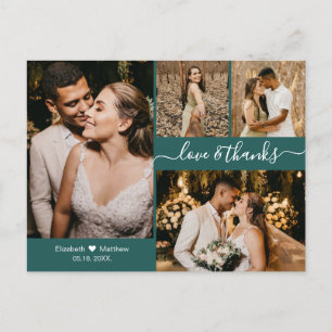 Modern script 4 Photo Collage Wedding Hartelijk da Briefkaart