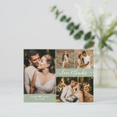 Modern script 4 Photo Collage Wedding Hartelijk da Briefkaart (Staand voorkant)