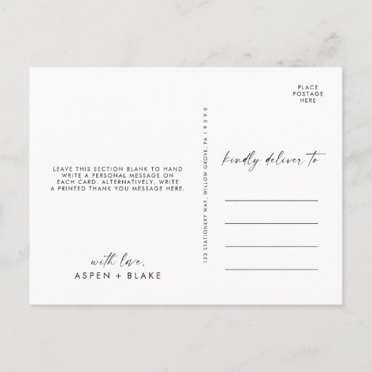 Modern script 4 Photo Collage Wedding Hartelijk da Briefkaart (Achterkant)