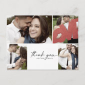 Modern script 4 Photo Collage Wedding Hartelijk da Briefkaart (Voorkant)