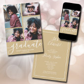 Modern Script 4 Photo Light Gold Afstuderen Aankondiging