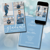 Modern Script 4 Photo Powder Blue Afstuderen Aankondiging