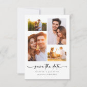 Modern script | 4 Weddenschap op foto's Save The Date (Voorkant)