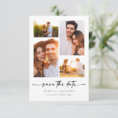 Modern script | 4 Weddenschap op foto's Save The Date (Staand voorkant)
