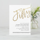 MODERN SCRIPT 50e verjaardag vijftig gouden glitte Kaart (Staand voorkant)