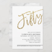 MODERN SCRIPT 50e verjaardag vijftig gouden glitte Kaart (Voorkant / Achterkant)