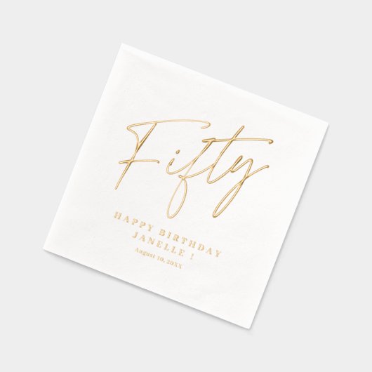 Modern script 50ste verjaardag folie servetten (Links)
