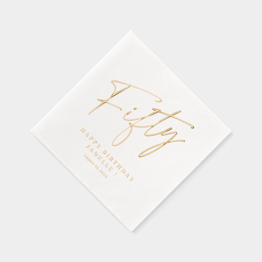 Modern script 50ste verjaardag folie servetten (Rechts)