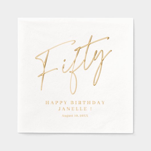 Modern script 50ste verjaardag folie servetten (Voorkant)