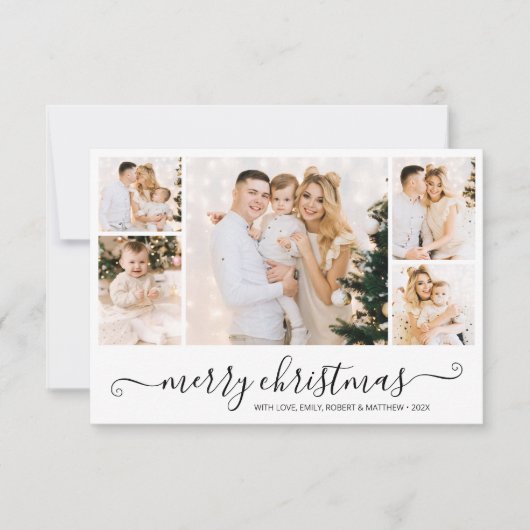 Modern Script 5 Fotocollage Kerst Kaart (Voorkant)