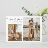 Modern script 5 foto's wit bedankt je bruiloft (Staand voorkant)