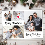 Modern Script 5 Meerdere kerstfoto Briefkaart<br><div class="desc">Budget Minimalistische Elegante Kalligrafie Zwart-wit Meerdere Kerst Foto Briefkaarten. Deze feestelijke, eenvoudige 5 (vijf) foto vakantie kaart sjabloon beschikt over een Prettige feestdagen fotocollage (op de voorkant 4 foto en achter 1 foto), en "Merry Christmas" en "Verenigde Staten" begroeting teksten die is geschreven in een prachtige hand geletterde vet penseel...</div>