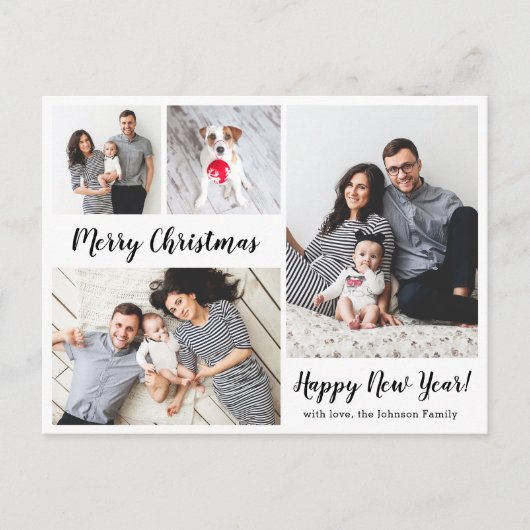 Modern Script 5 Meerdere kerstfoto Briefkaart (Voorkant)