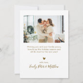 Modern Script 5 Photo Collage Gold White Christmas Feestdagenkaart (Achterkant)