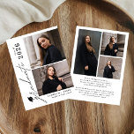 Modern Script 5 Photo Graduation Announcement Kaart<br><div class="desc">Celebrate your graduate’s milestone with this Modern Script 5 Photo Graduation Announcement, designed to beautifully showcase seven favorite photos in a clean, modern layout. Featuring elegant flowing script paired with minimalist typography, this personalized announcement highlights special memories while sharing the exciting news with family and friends. Perfect for high school...</div>