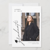 Modern Script 5 Photos Graduation Announcement Kaart (Voorkant)