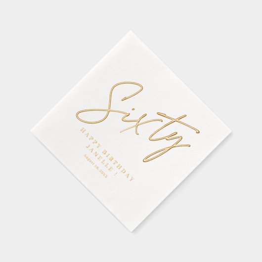 Modern script 60ste verjaardag folie servetten (Rechts)