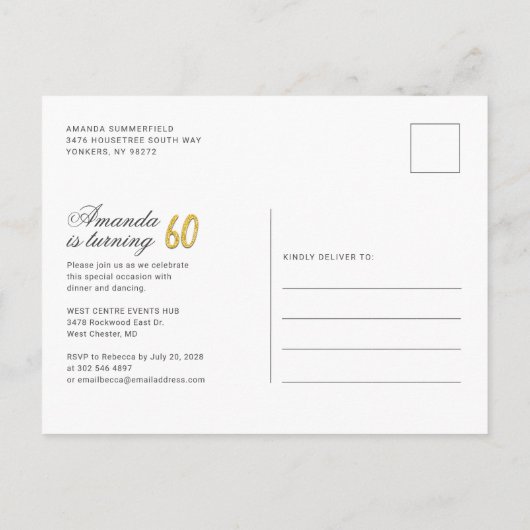 Modern Script 60ste verjaardagsfeest Uitnodiging Briefkaart (Achterkant)