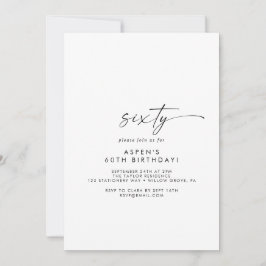 Modern Script 60th Birthday Party Invitation Kaart