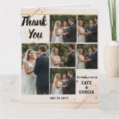 Modern Script 6-foto bruiloft collage ontwerp Bedankkaart (Voorkant)