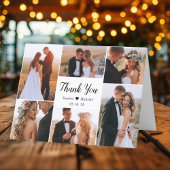 Modern Script 6 Fotocollage Hart Bruiloft Bedankkaart