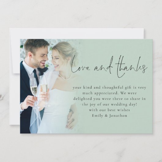Modern Script 6 Foto's Bruiloft Liefde Bedankt Sag Kaart (Voorkant)