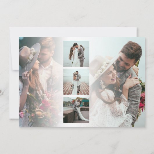 Modern script 6 Foto's Weddenschap Bedankt Kaart (Achterkant)