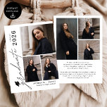 Modern Script 6 Photo Graduation Announcement Kaart<br><div class="desc">Celebrate your graduate’s milestone with this Modern Script 6 Photo Graduation Announcement, designed to beautifully showcase seven favorite photos in a clean, modern layout. Featuring elegant flowing script paired with minimalist typography, this personalized announcement highlights special memories while sharing the exciting news with family and friends. Perfect for high school...</div>