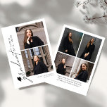 Modern Script 6 Photos Graduation Announcement Kaart<br><div class="desc">Celebrate your graduate’s milestone with this Modern Script 6 Photos Graduation Announcement, designed to beautifully showcase seven favorite photos in a clean, modern layout. Featuring elegant flowing script paired with minimalist typography, this personalized announcement highlights special memories while sharing the exciting news with family and friends. Perfect for high school...</div>