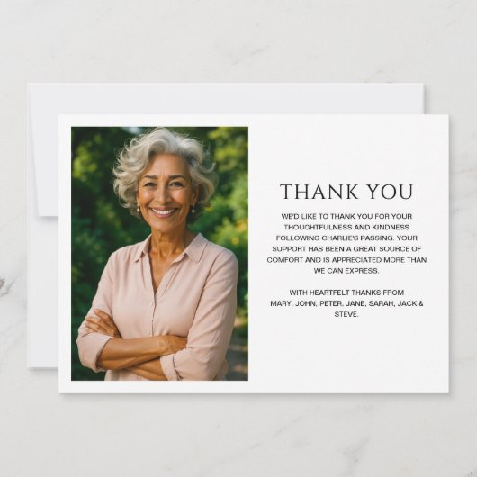 Modern Script 7-foto collage begrafenis / gedenkte Bedankkaart (Achterkant)