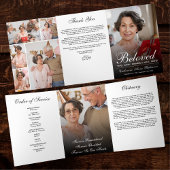 Modern Script 7-Foto Drievoudig Rouwprogramma Drieluik Programma