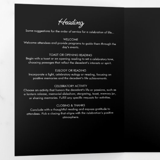 Modern Script 8-foto begrafenis / gedenkteken Drieluik Programma (Binnenzijde eerst)