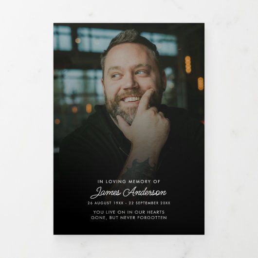 Modern Script 8-foto begrafenis / gedenkteken Drieluik Programma (Cover)