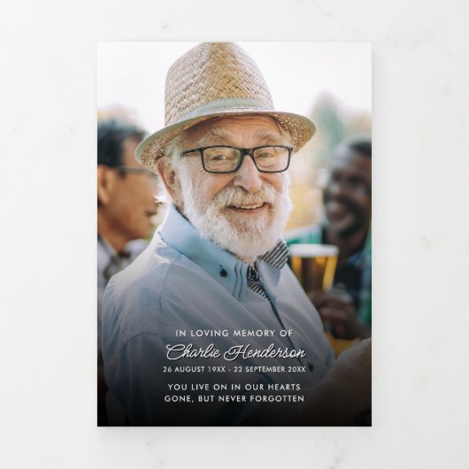 Modern Script 8-foto begrafenis / gedenkteken Drieluik Programma (Cover)