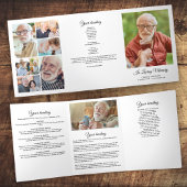 Modern Script 8-Foto Drievoudig Uitvaartprogramma Drieluik Programma