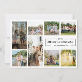 Modern Script 8 Fotocollage Vrolijk Kerstfeest Feestdagenkaart (Voorkant)