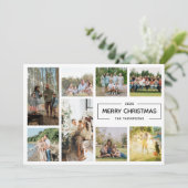 Modern Script 8 Fotocollage Vrolijk Kerstfeest Feestdagenkaart (Staand voorkant)