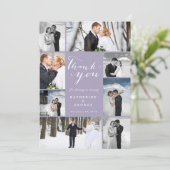 Modern Script 8 Multi Photo Stijlvolle Paarse brui Bedankkaart (Staand voorkant)