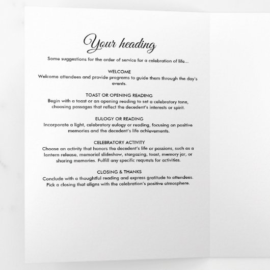 Modern Script 8-Photo Trifold Begrafenisprogramma Drieluik Programma (Binnenzijde eerst)