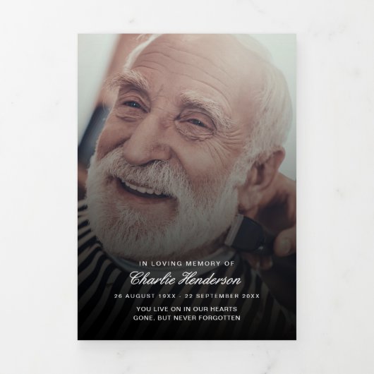 Modern Script 8-Photo Trifold Begrafenisprogramma Drieluik Programma (Cover)