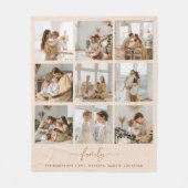 Modern Script 9 Fotocollage Familienamen Fleece Deken (Voorkant)