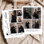 Modern Script 9 Photos Graduation Announcement Kaart<br><div class="desc">Celebrate your graduate’s milestone with this Modern Script 9 Photos Graduation Announcement, designed to beautifully showcase seven favorite photos in a clean, modern layout. Featuring elegant flowing script paired with minimalist typography, this personalized announcement highlights special memories while sharing the exciting news with family and friends. Perfect for high school...</div>