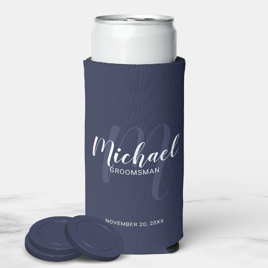 Modern script, aangepast Groomsmen Seltzer Kan C Blikjeskoeler